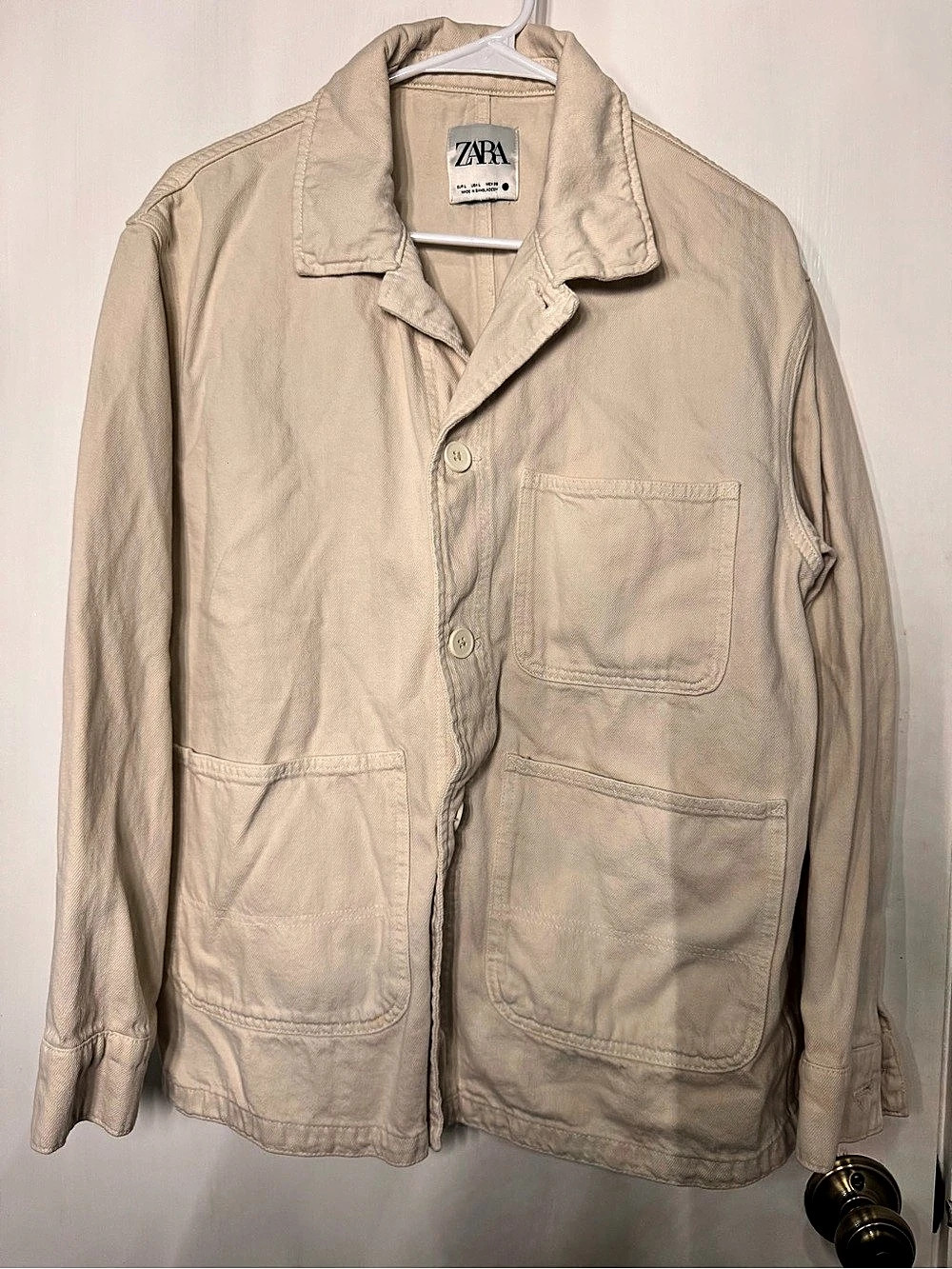 Zara Utility Jacket in Beige Size Large